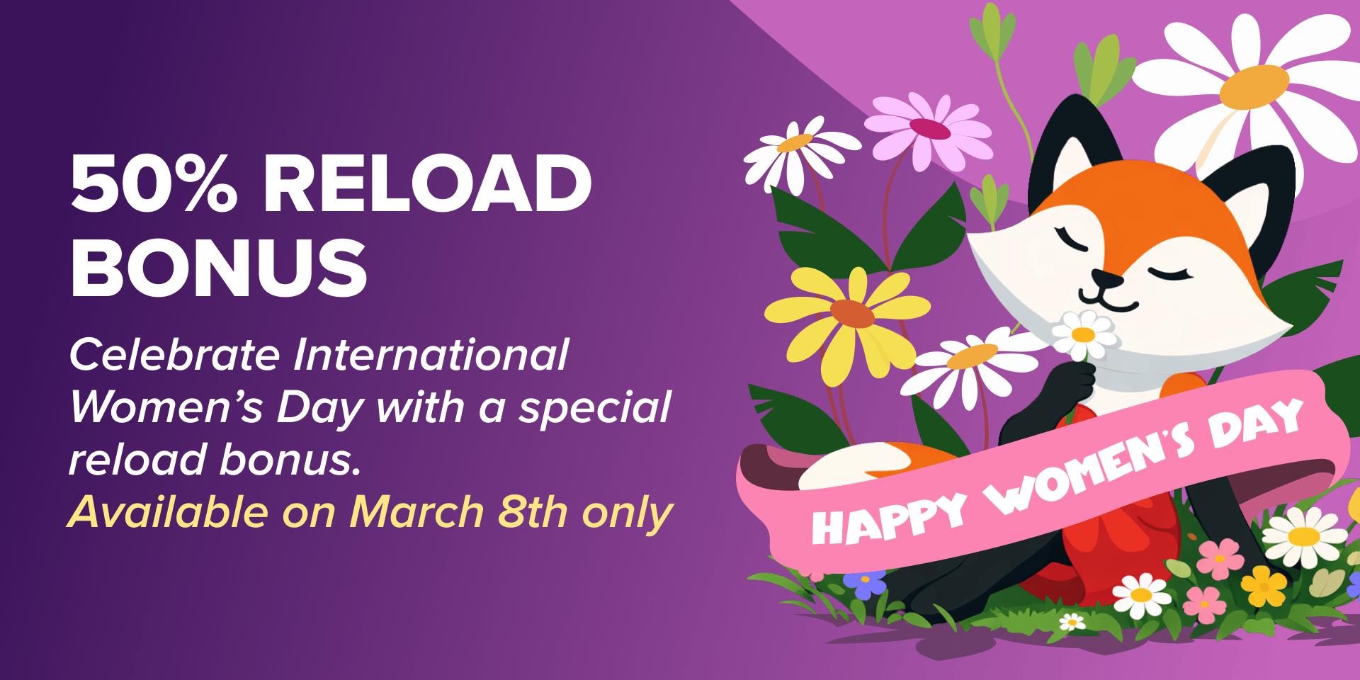 Promotion Women's Day 50% Reload Bonus